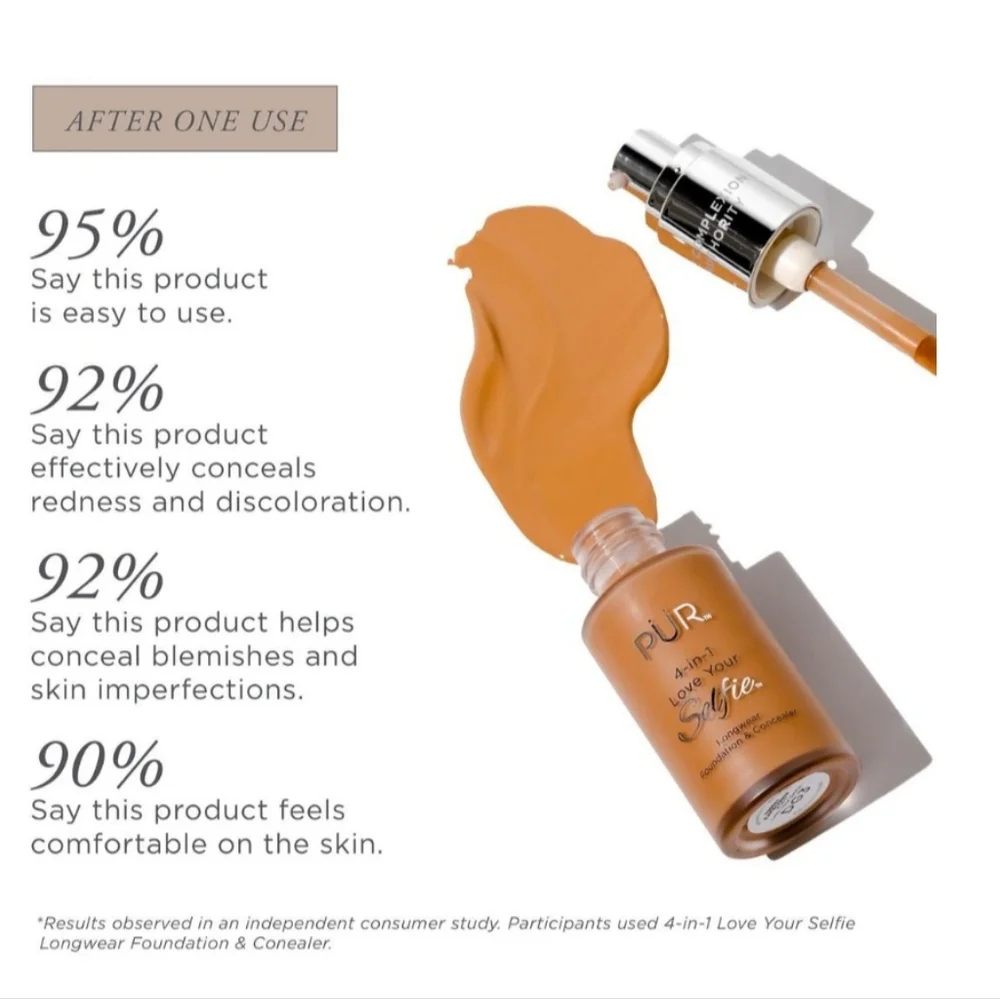 PurMinerals 4 in 1 Love Your Selfie Longwear Foundation Oak TN3